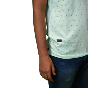 Men T-shirts with cotton fabric Light green print