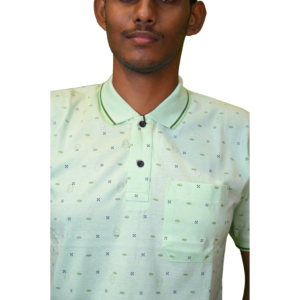 Men T-shirts with cotton fabric Light green print