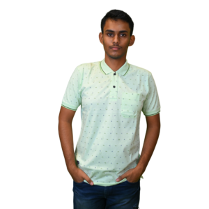 Men T-shirts with cotton fabric Light green print
