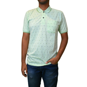Men T-shirts with cotton fabric Light green print