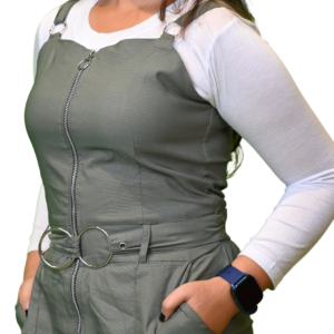 Women’s Western Stylish Jumpsuit – Pista Green & White