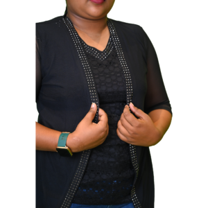 Women’s Skin-Fit Black Top With Shrug