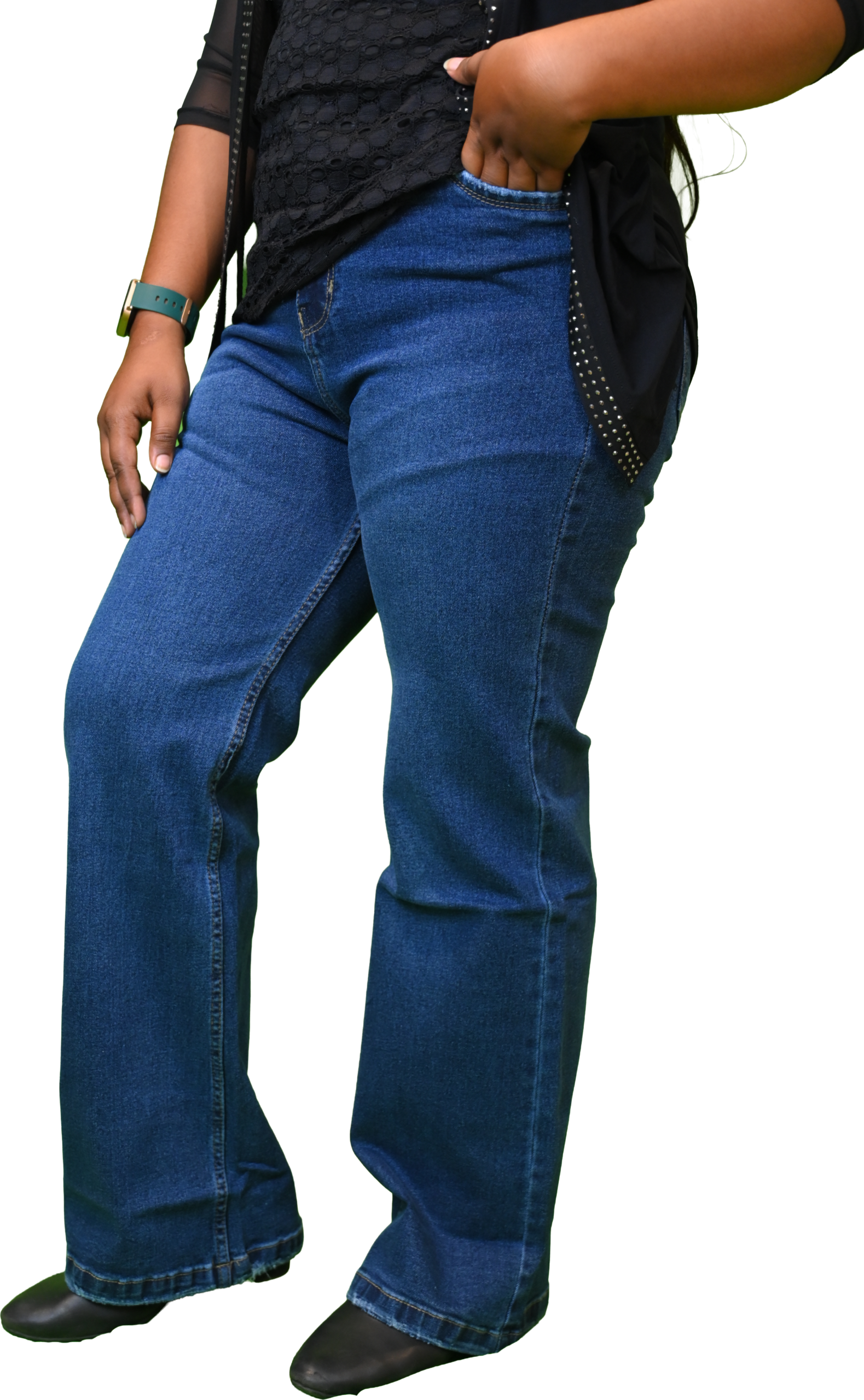 Women's Light Blue Shade Denim Semi-Parallel Jeans - Image 2
