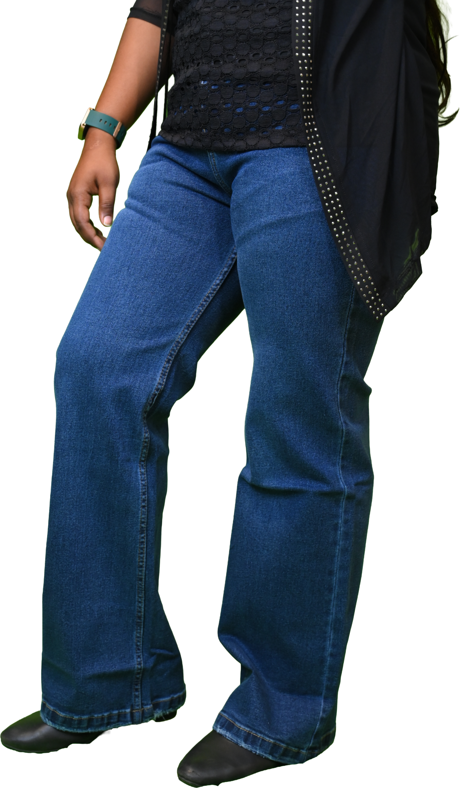Women's Light Blue Shade Denim Semi-Parallel Jeans - Image 3