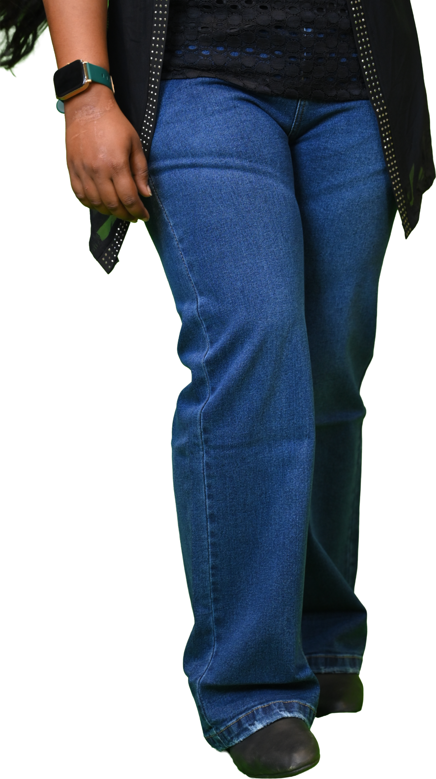 Women's Light Blue Shade Denim Semi-Parallel Jeans - Image 5