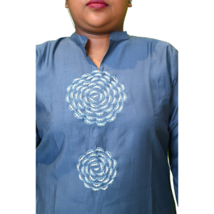 Women’s Linen Cotton Comfort Fit Co-ord Set with Front Stitch Work
