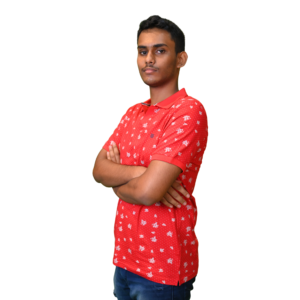 Red with White Print Polo Style Men’s T-Shirt