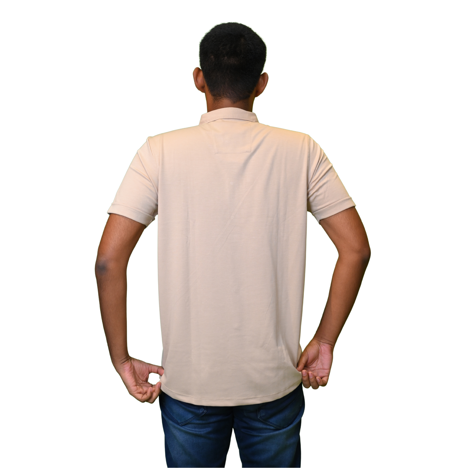 Men T-Shirts with Cotton Fabric Cream Color Shirts Pattern and Chinses Collar - Image 2