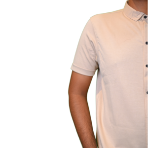 Men T-Shirts with Cotton Fabric Cream Color Shirts Pattern and Chinses Collar