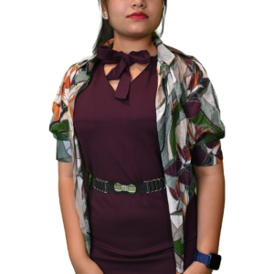 Women’s Chocolate Printed Sleeveless Lycra Shrug