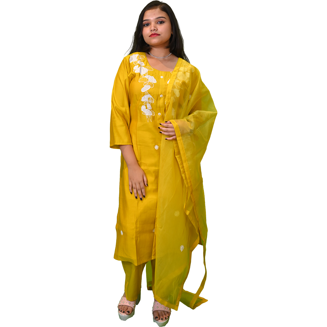 Women's Mustard Yellow 3-Piece Salwar Suit Set - Image 3