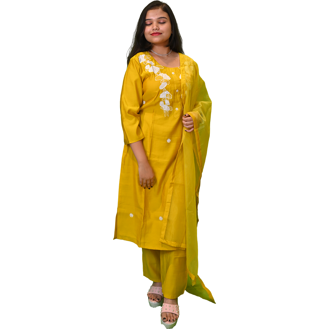Women's Mustard Yellow 3-Piece Salwar Suit Set