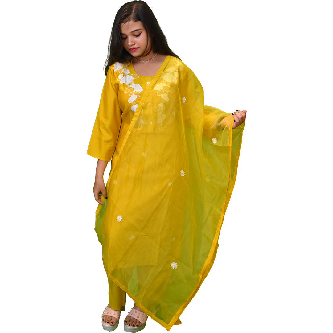 Women's Mustard Yellow 3-Piece Salwar Suit Set - Image 4