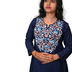 Women’s Cotton Linen Fish Cut Co-Ord Set with Hand Stitch Work