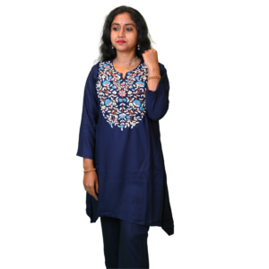 Women’s Cotton Linen Fish Cut Co-Ord Set with Hand Stitch Work