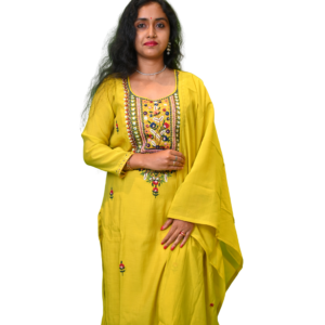 Women’s Indian Ethnic 3-Piece Tussar Embroidered Salwar Suit Set