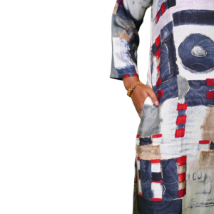 Women’s Cotton Linen Printed 2 Piece Ethnic Set – Red and Cream Multi Color Print