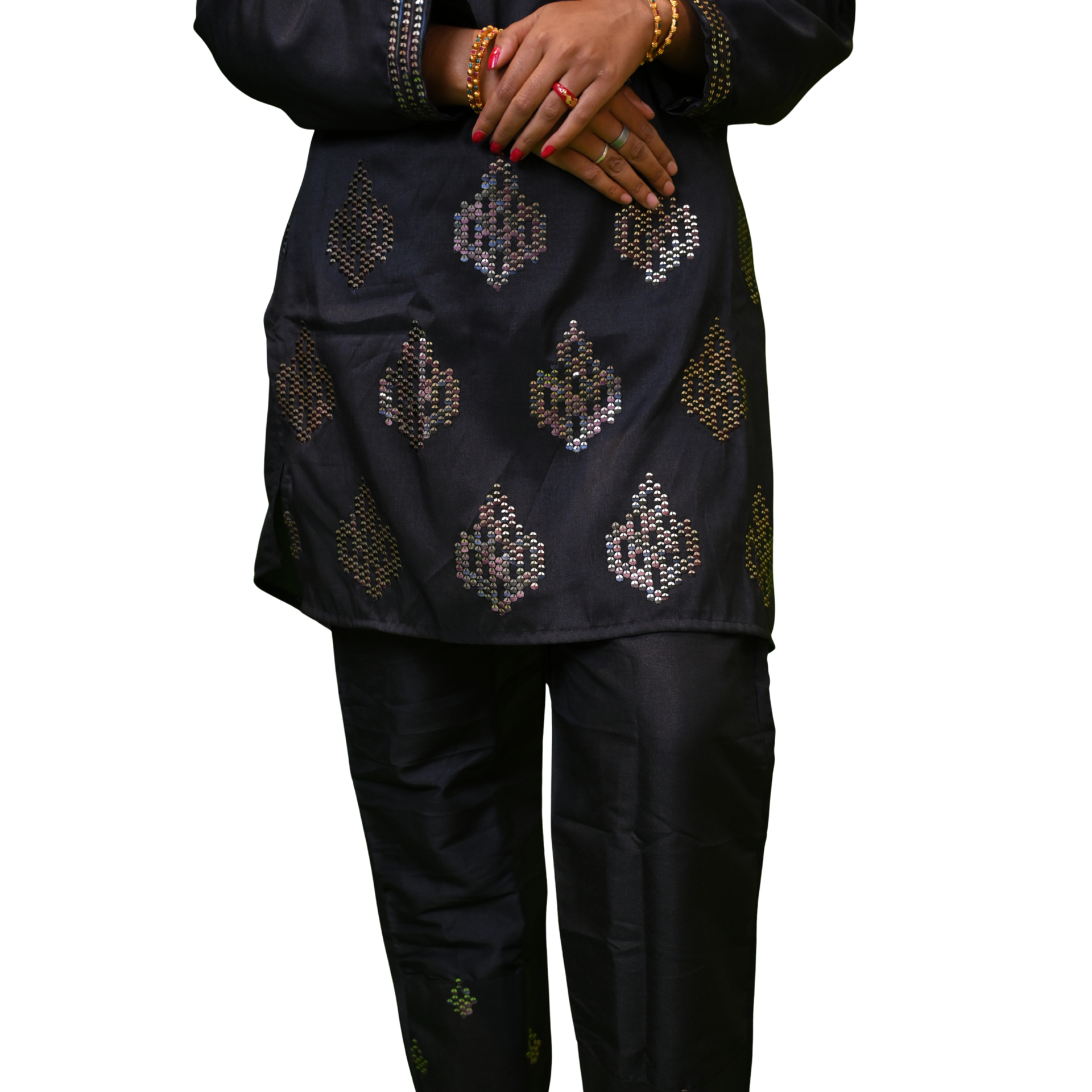 Black Co-Ord Set With Sequence Work - Image 3