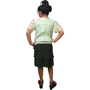 Girls Floral Print Top and Black Pleated Skirt Set