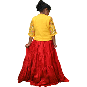 Girls Elegant Long Satin Gown with Contrast Jacket