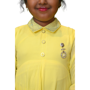 Girls Two-Piece Party Wear Oval Top and Parallel Bottom Set