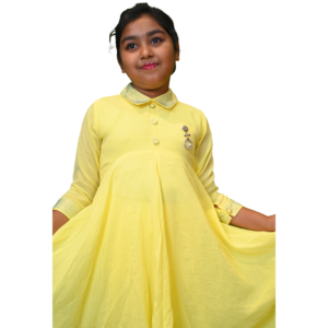 Girls Two-Piece Party Wear Oval Top and Parallel Bottom Set
