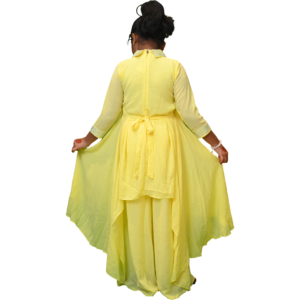 Girls Two-Piece Party Wear Oval Top and Parallel Bottom Set