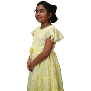 Girls Fancy Cotton Casual Frock with Full Body Chikankari Work