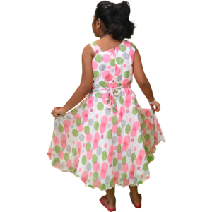 Girls Casual Cool All Over Printed Frock with Designer Sleeves