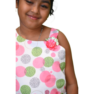Girls Casual Cool All Over Printed Frock with Designer Sleeves