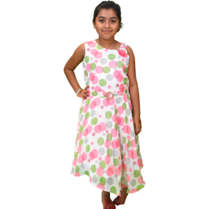 Girls Casual Cool All Over Printed Frock with Designer Sleeves